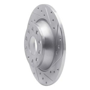 Audi Q3 Brake Rotor (1) - Rear Right - R1 Concepts - Drilled & Slotted - Silver - `05-`18